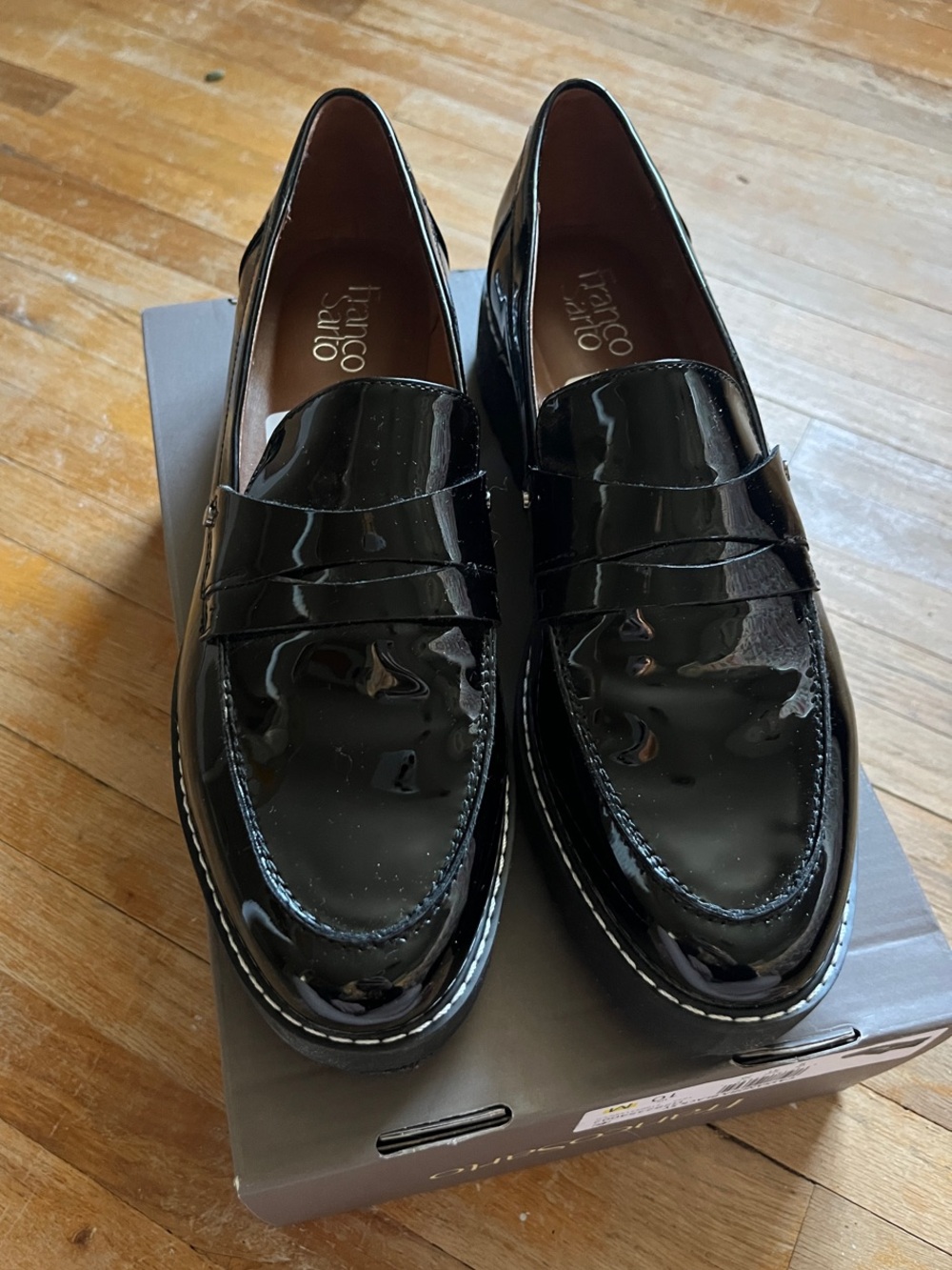 Franco Sarto ‘Cassandra’ Women’s Black Patent Leather Penny Loafers